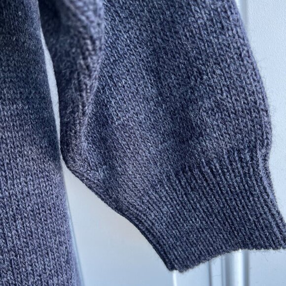 Paolo Mondo Wool Blend Sweater Ribbed High Mock Neck Half-Zip Gray White Men's L - Picture 5 of 7